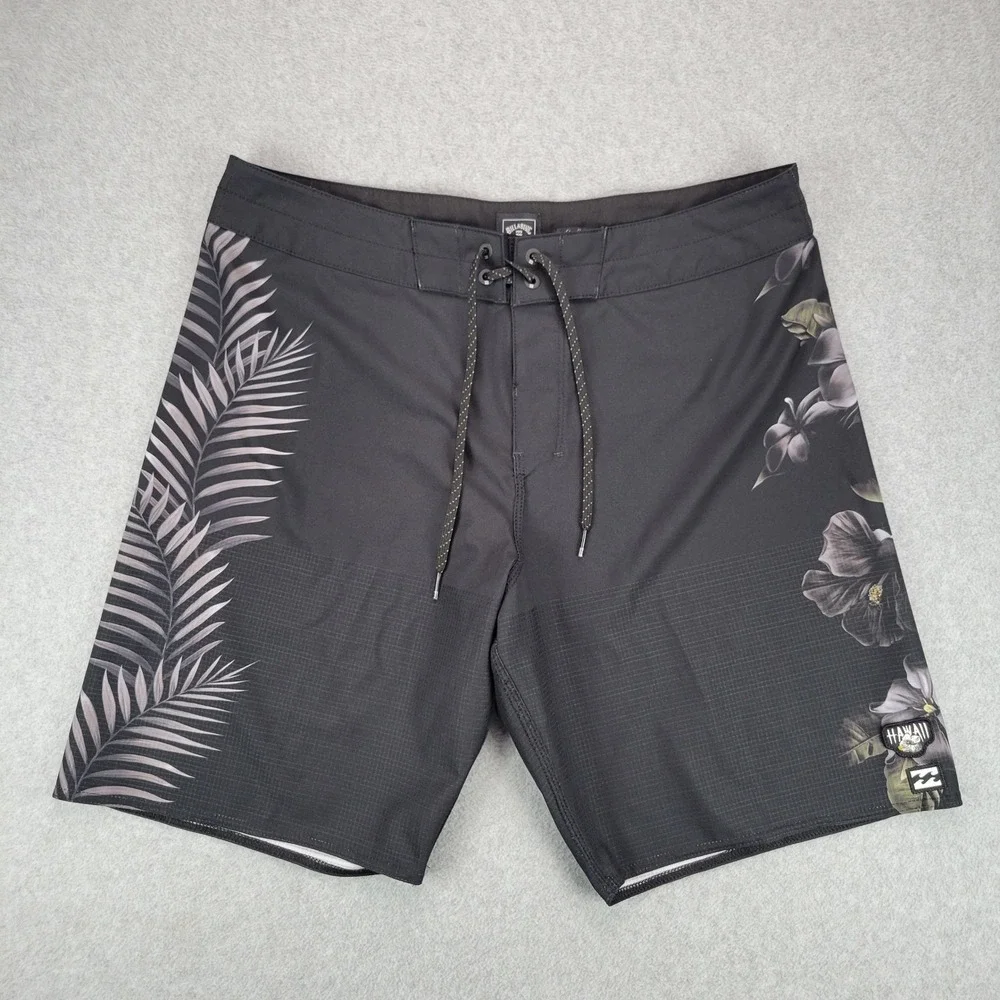 Billabong Board Shorts Men 33 Black Kamea Lazarus D Bah Airlight Floral Surf